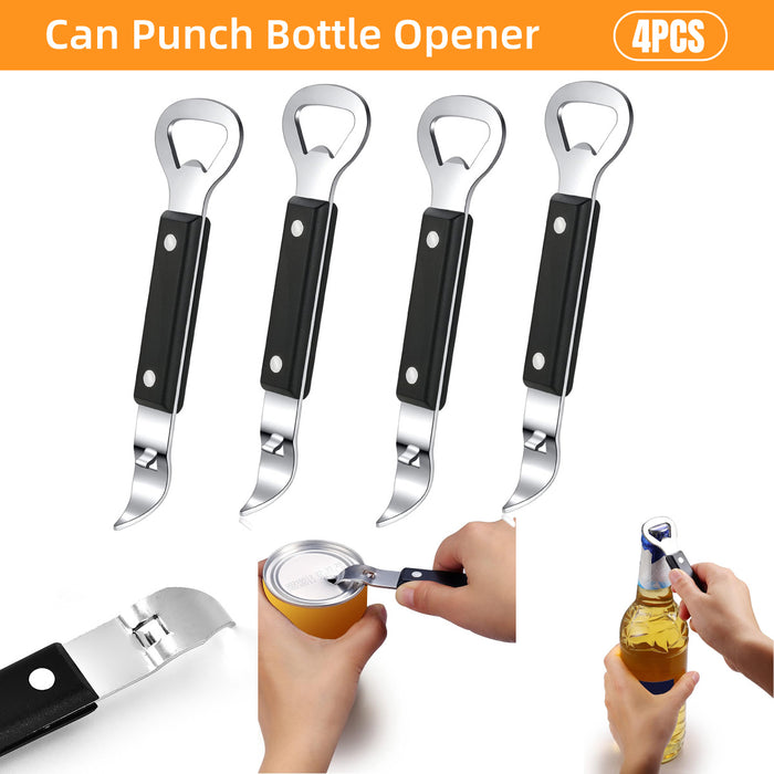 4 Pcs Stainless Steel Bottle Opener Double Head ABS Handle