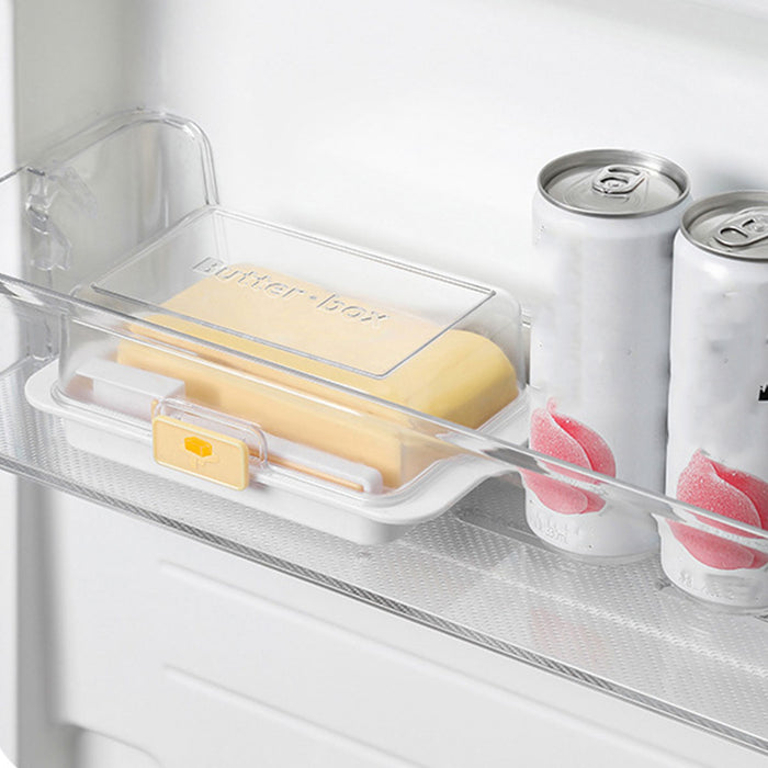 Butter Storage Box with Spoon Airtight Grid PP 280g