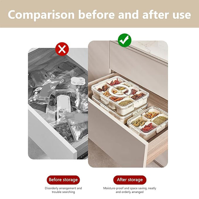 Airtight Food Grade Storage Box Multi Compartment White Clear Lid