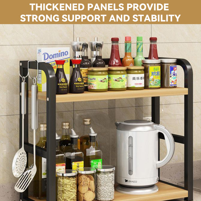 2 Tier Kitchen Storage Rack Steel Frame Board 50cm