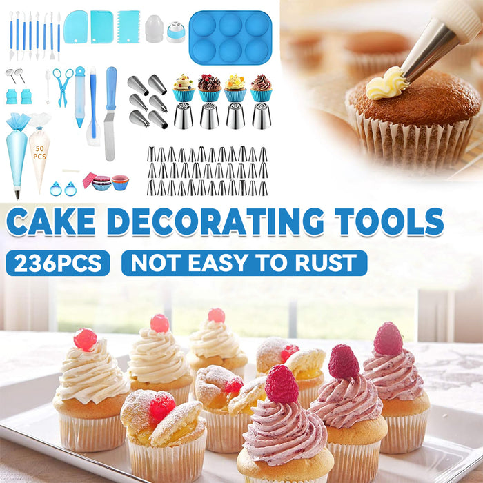 236 Pcs Cake Decorating Tools Kit with Piping Tips and Bags