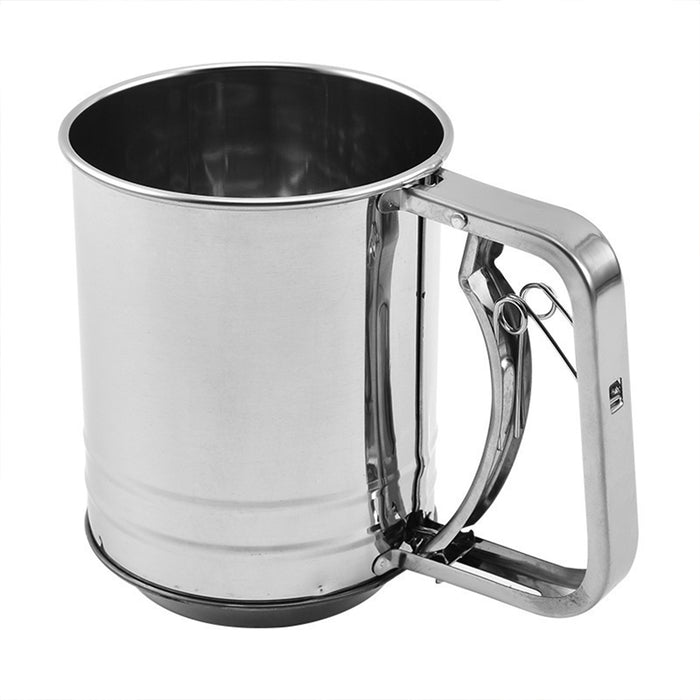Stainless Steel Handheld Flour Sifter with Double-Layer Mesh for Baking