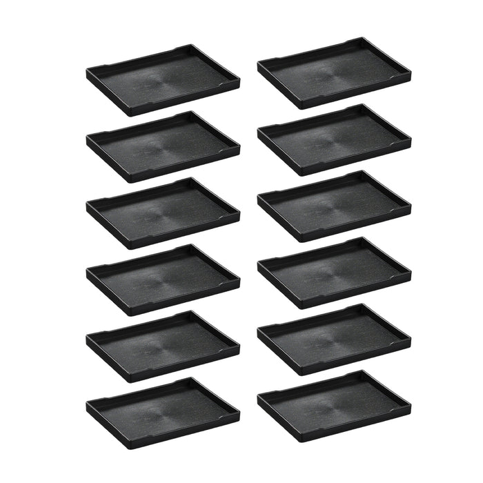 12 Pcs Rectangular PP Plastic Serving Tray with Non-Slip Surface 24 x 18 cm