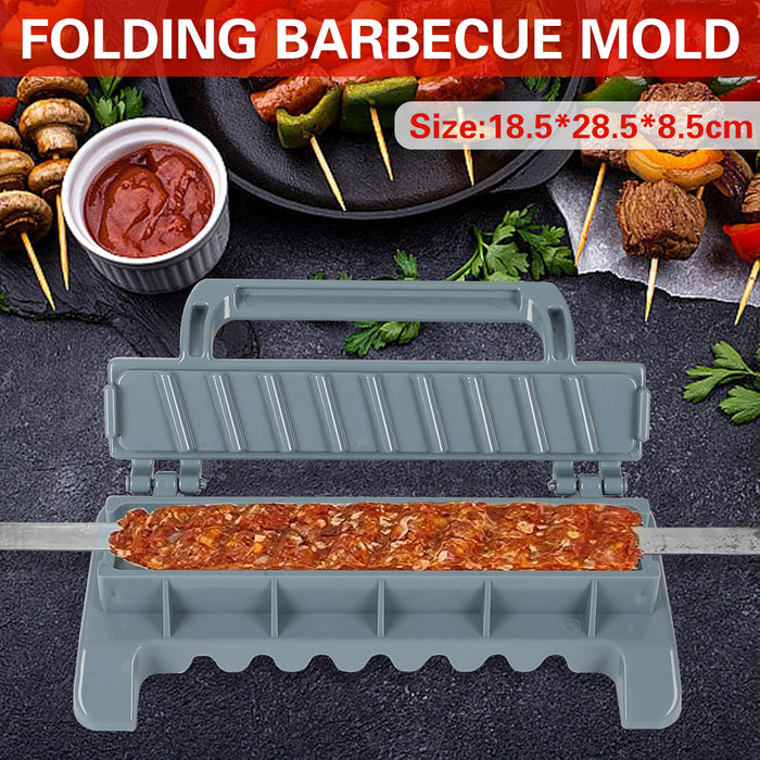 Foldable Barbecue Mold Skewer Maker with Flip Cover Grey