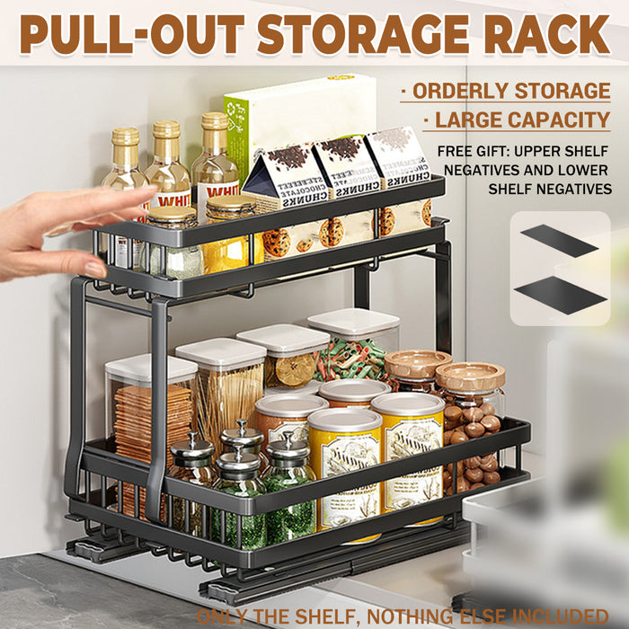 Pull Out Storage Rack Silent Rails Carbon Steel Black