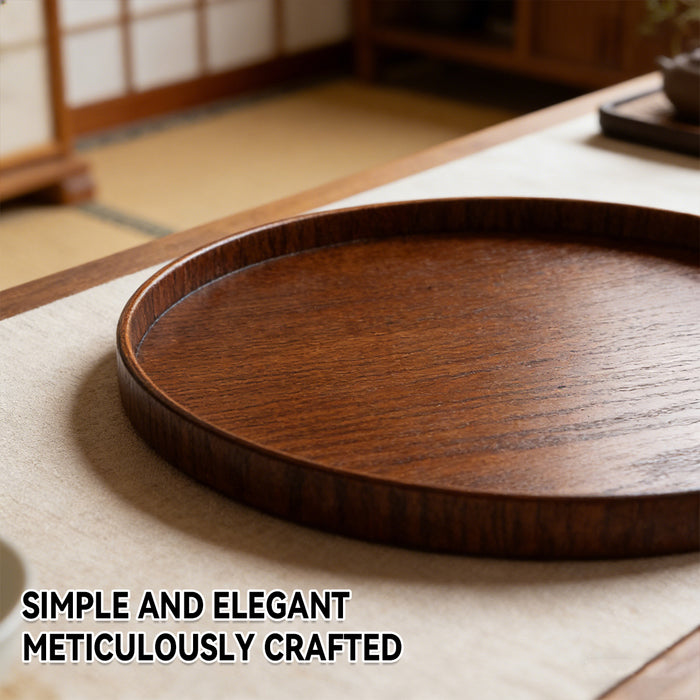 Round Wooden Serving Tray 4 Sizes 21 24 27 and 30 cm Natural Wood Grain