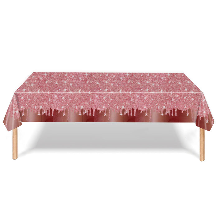 3 Pcs Rose Gold PE Tablecloths Waterproof 137 x 274 cm