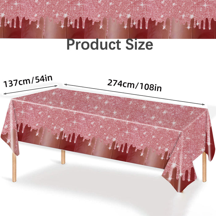 3 Pcs Rose Gold PE Tablecloths Waterproof 137 x 274 cm