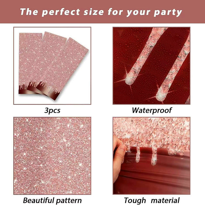 3 Pcs Rose Gold PE Tablecloths Waterproof 137 x 274 cm