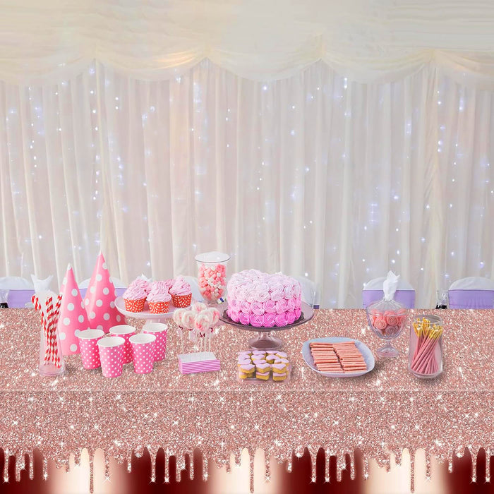 3 Pcs Rose Gold PE Tablecloths Waterproof 137 x 274 cm