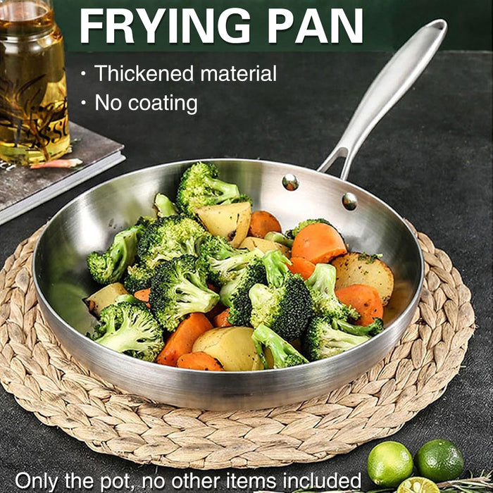 304 Uncoated Stainless Steel Wok Pan Triple-Layer Base for Induction and Gas Stove
