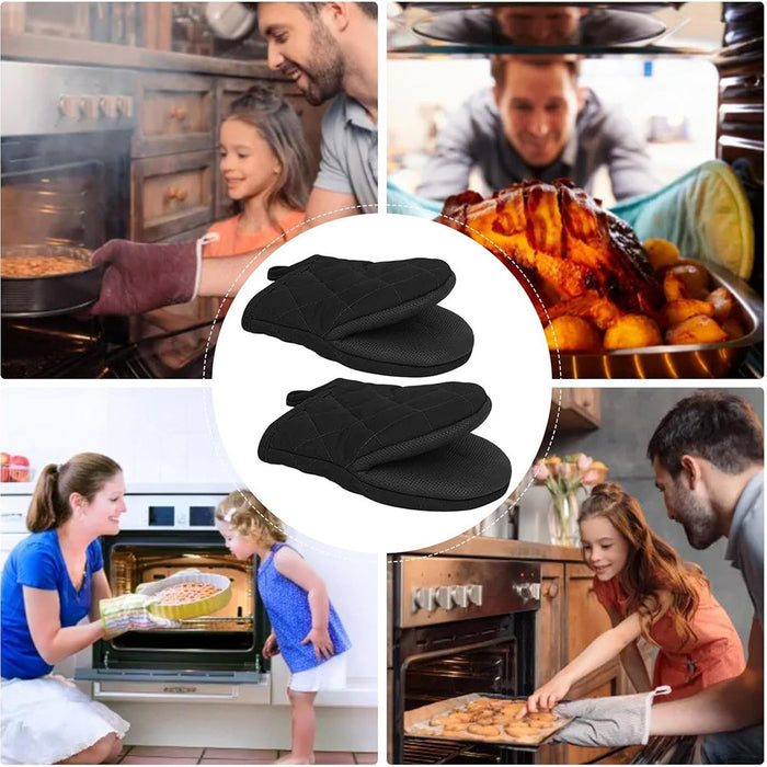 1 Pair Non-Slip Heat Resistant Oven Mitts for Kitchen Baking and Cooking