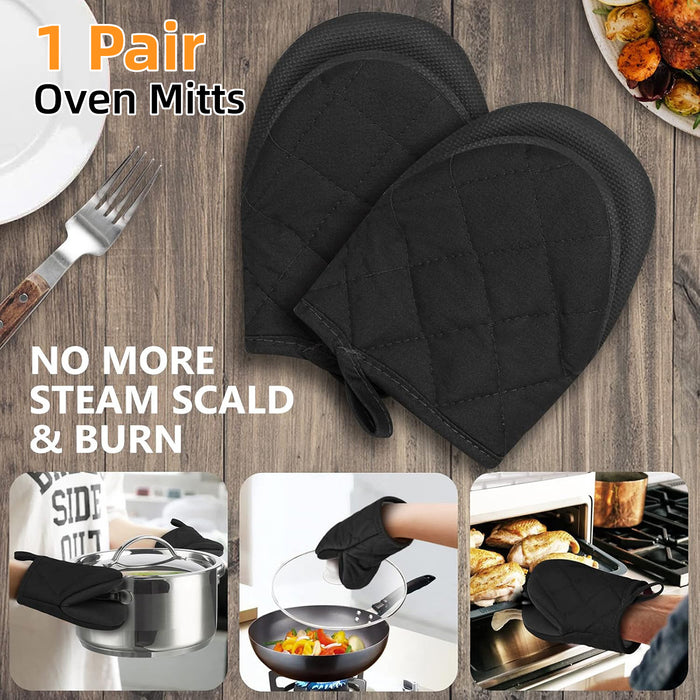 1 Pair Non-Slip Heat Resistant Oven Mitts for Kitchen Baking and Cooking