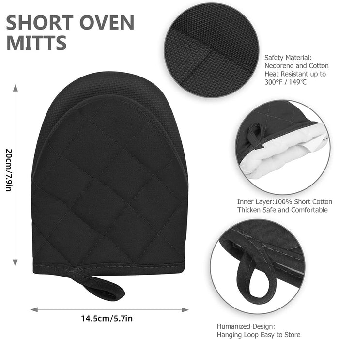 1 Pair Non-Slip Heat Resistant Oven Mitts for Kitchen Baking and Cooking