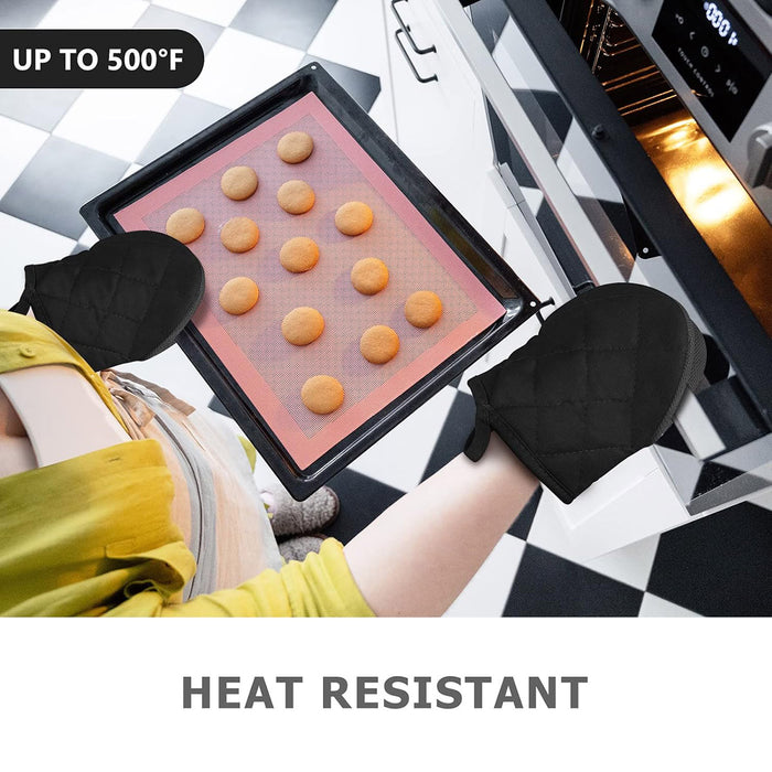 1 Pair Non-Slip Heat Resistant Oven Mitts for Kitchen Baking and Cooking