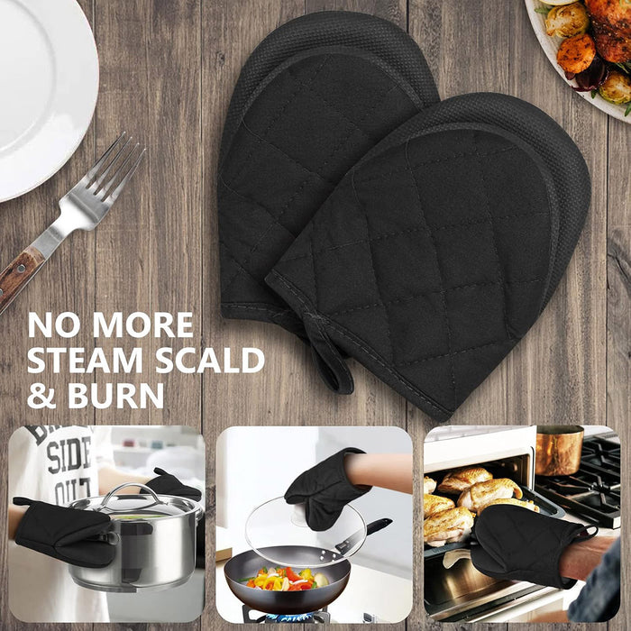 1 Pair Non-Slip Heat Resistant Oven Mitts for Kitchen Baking and Cooking