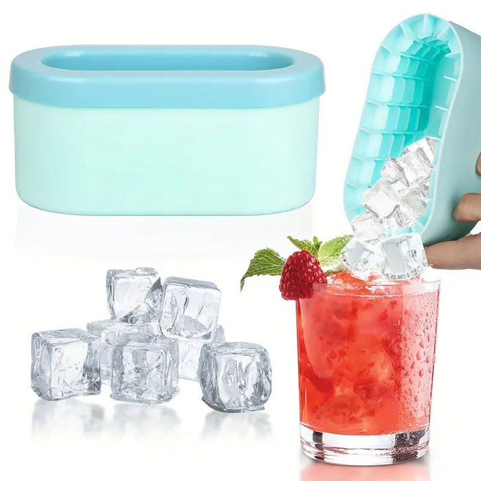 1 Pc Silicone Ice Cube Tray with Lid 100 Cubes
