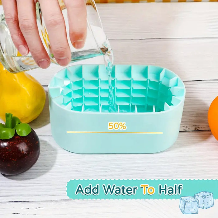 1 Pc Silicone Ice Cube Tray with Lid 100 Cubes