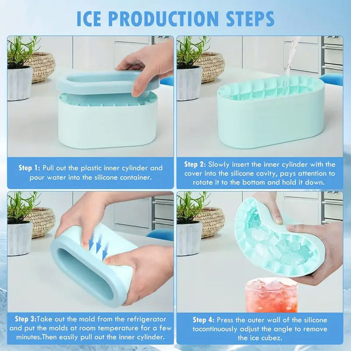 1 Pc Silicone Ice Cube Tray with Lid 100 Cubes