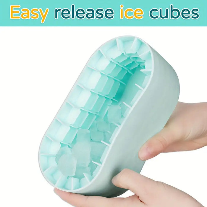 1 Pc Silicone Ice Cube Tray with Lid 100 Cubes