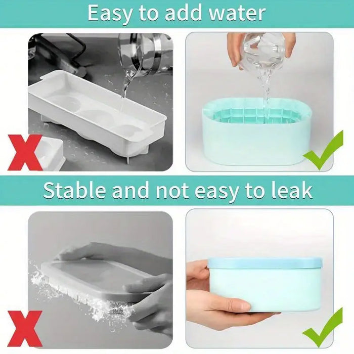 1 Pc Silicone Ice Cube Tray with Lid 100 Cubes