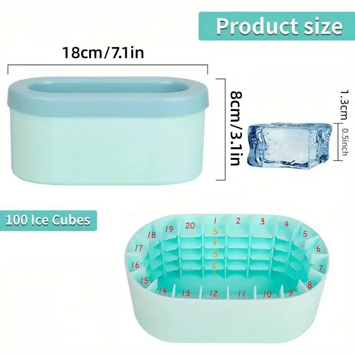 1 Pc Silicone Ice Cube Tray with Lid 100 Cubes