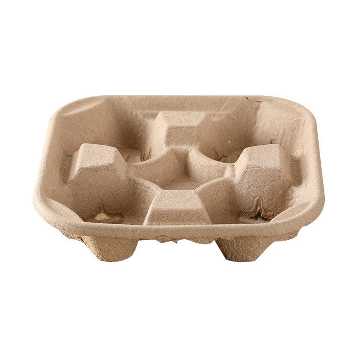 100 Pcs Recycled Paper Pulp Cup Tray 2 4 Cup Carrier