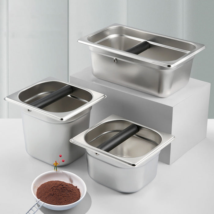 Stainless Steel Coffee Grounds Bucket with Rubber Buffer Rod