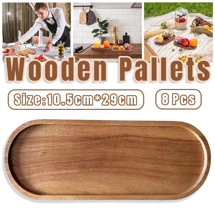 8 Pcs Wooden Serving Tray for Cake Snacks and Dim Sum 29 x 10.5 cm