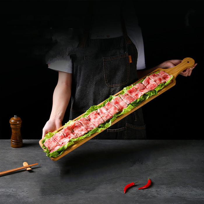Long Wooden Serving Tray with Handle 60 x 11.5 cm for Hot Pot
