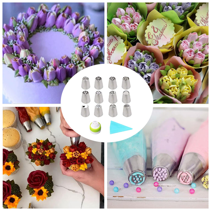 14 Or 32 Pcs Russian Piping Tips Set 430 Steel with 14in Bag