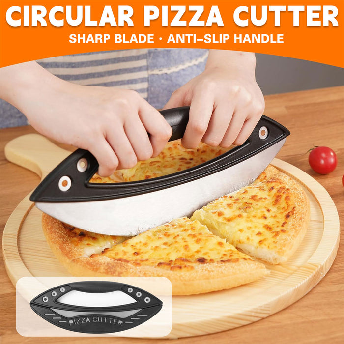 430 Stainless Steel Pizza Cutter with Protective Cover PP Handle 29.6 x 11.5 cm