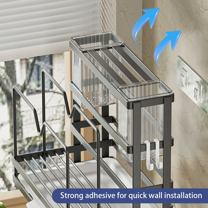 Kitchen Knife Rack Carbon Steel No Drill With Drip Tray