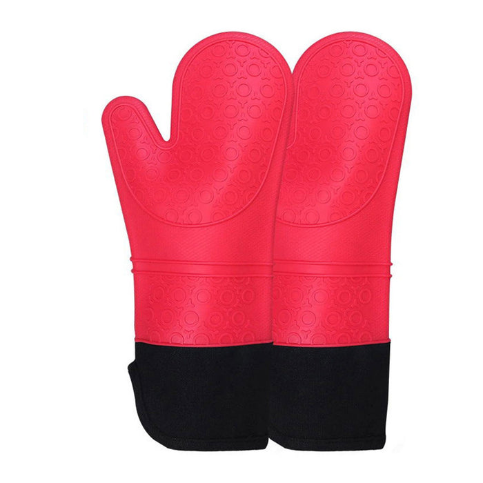 2 Pcs Insulated Oven Mitts Heat-Resistant Silicone with Lining