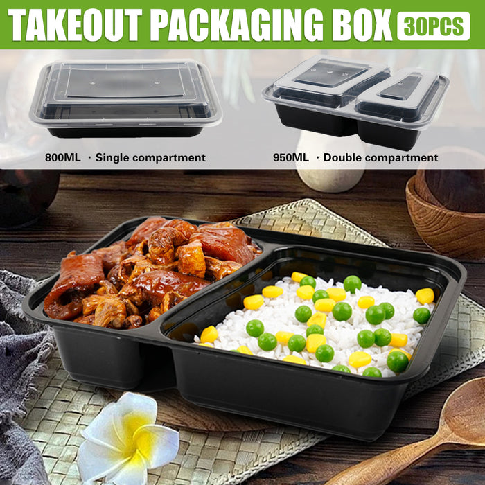 30PCS Food-Grade Takeout Packaging Box 800/950ml for Restaurant Party Meal Prep