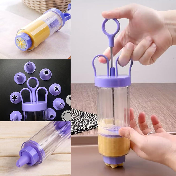 Cookie Decorating Gun Set Food-Grade PP with 10 Molds and 8 Tips