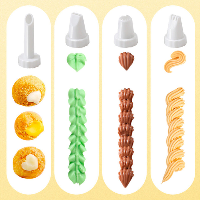Cookie Press Gun with 8 Nozzles Food-Grade Plastic White