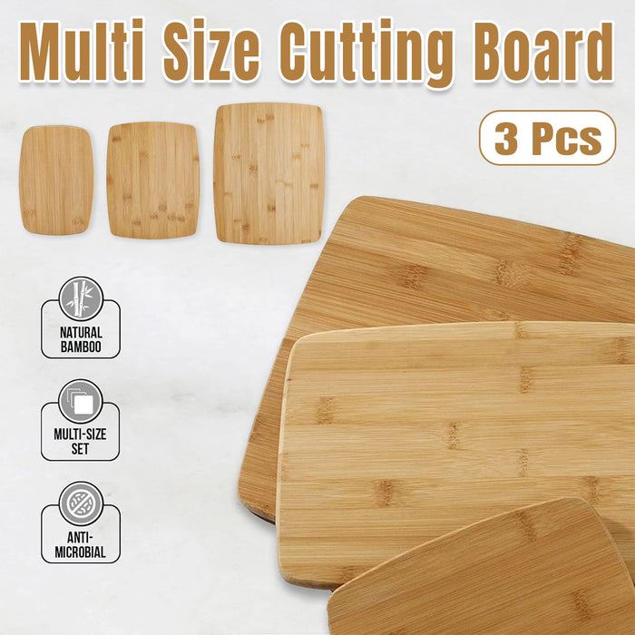3 Pcs Bamboo Cutting Board Set Multi Size 29.9cm