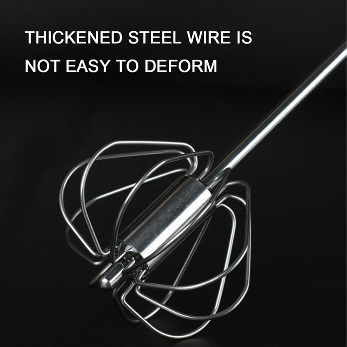 Stainless Steel Semi Automatic Egg Beater with Rotary Whisk Silver