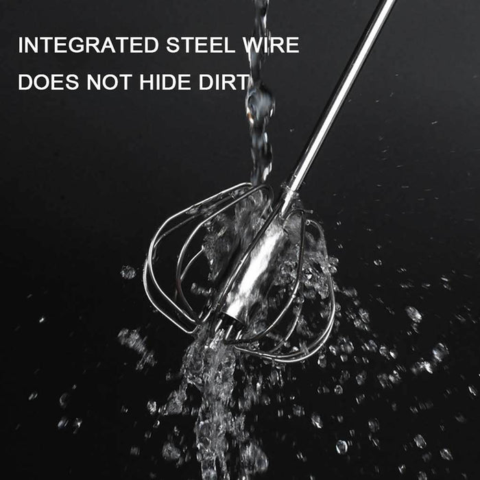 Stainless Steel Semi Automatic Egg Beater with Rotary Whisk Silver