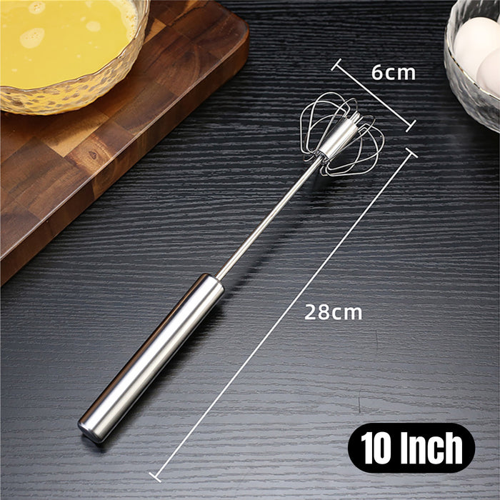 Stainless Steel Semi Automatic Egg Beater with Rotary Whisk Silver