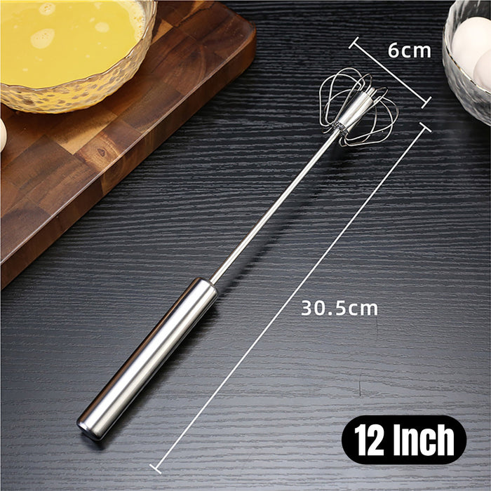 Stainless Steel Semi Automatic Egg Beater with Rotary Whisk Silver