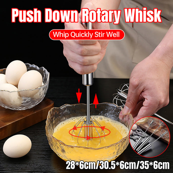 Stainless Steel Semi Automatic Egg Beater with Rotary Whisk Silver