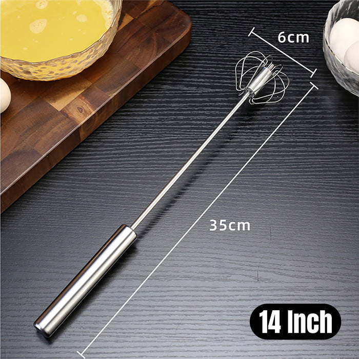 Stainless Steel Semi Automatic Egg Beater with Rotary Whisk Silver
