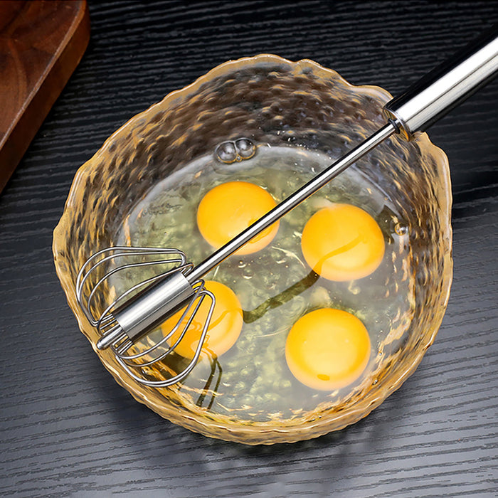 Stainless Steel Semi Automatic Egg Beater with Rotary Whisk Silver
