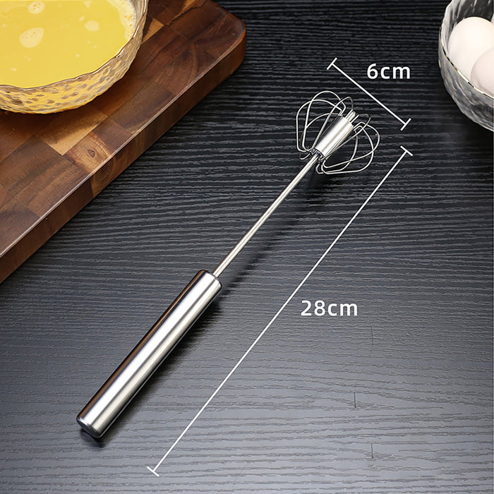 Stainless Steel Semi Automatic Egg Beater with Rotary Whisk Silver