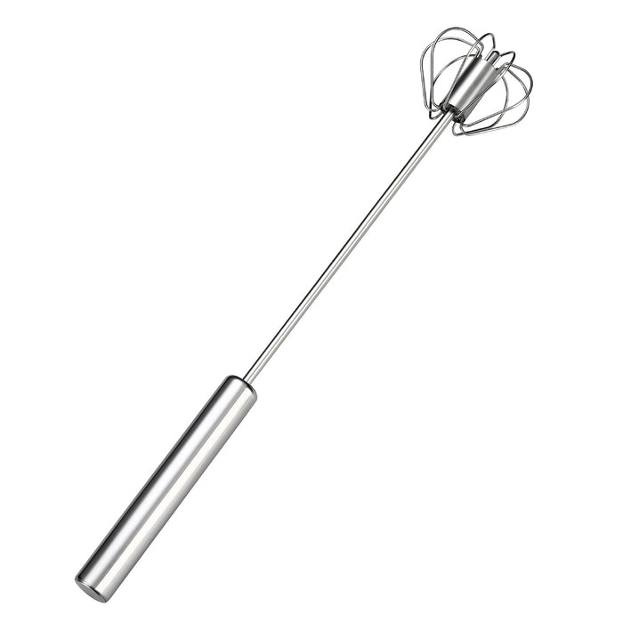 Stainless Steel Semi Automatic Egg Beater with Rotary Whisk Silver