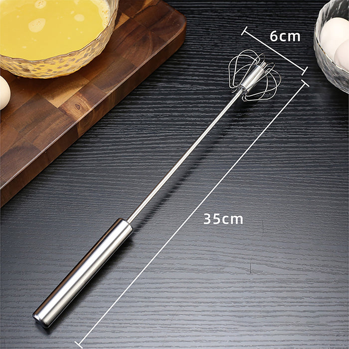 Stainless Steel Semi Automatic Egg Beater with Rotary Whisk Silver