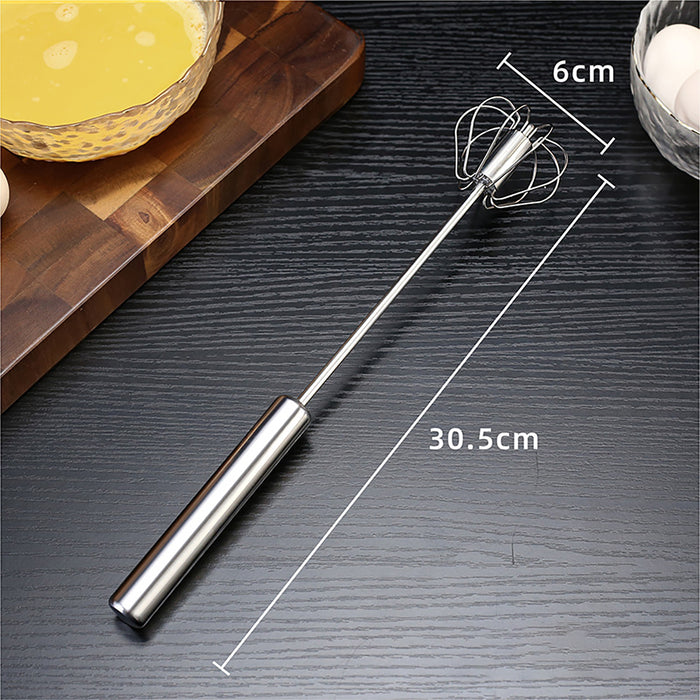 Stainless Steel Semi Automatic Egg Beater with Rotary Whisk Silver