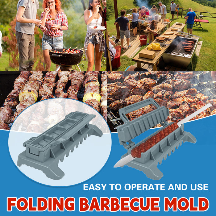 Foldable Barbecue Mold Skewer Maker with Flip Cover Grey